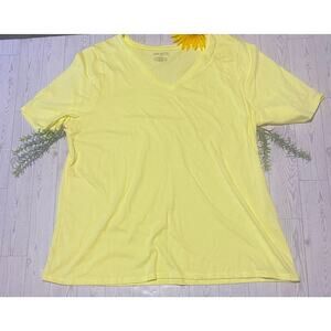 Lane Bryant Perfect Sleeve Tee Yellow V-Neck T-Shirt Size 18/20